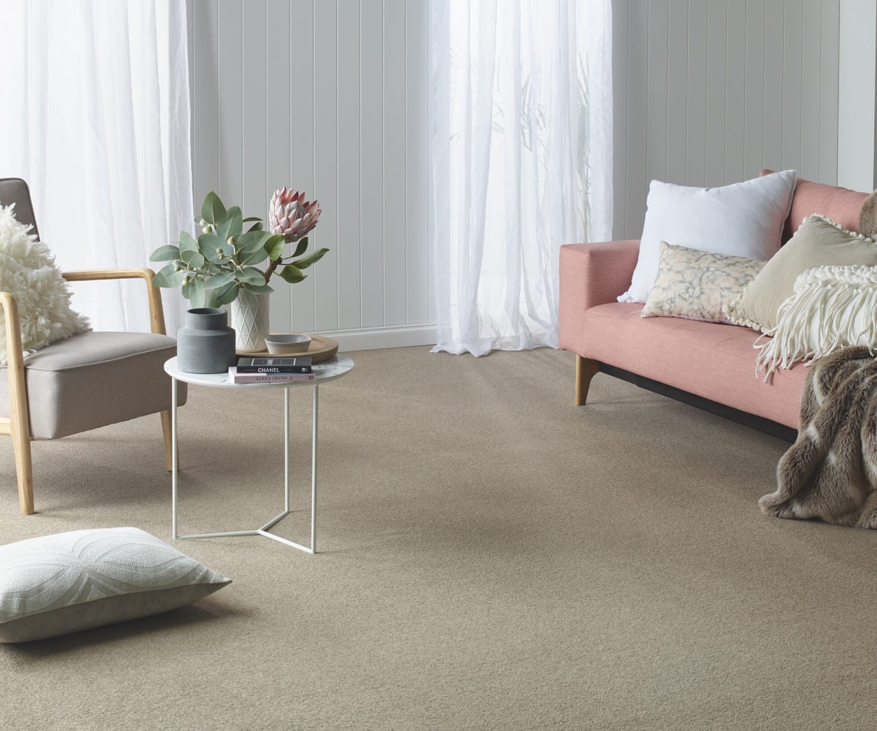 Soft beige carpet available now from Beare Flooring.