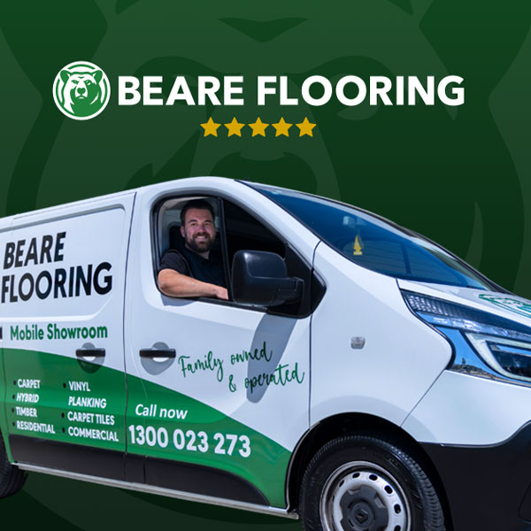 Beare Flooring consultant in mobile showroom van.